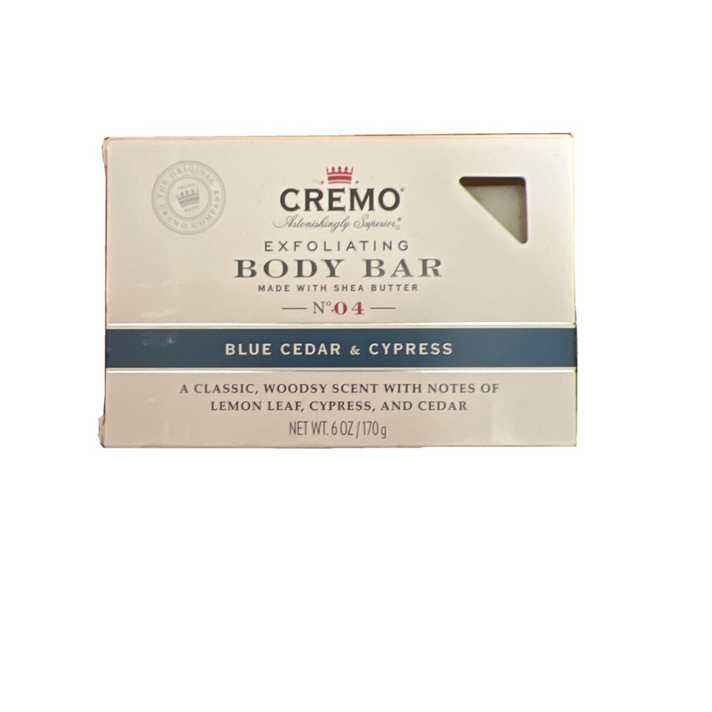 Cremo Exfoliating Body Bar With Shea Butter - Blue Cedar & Cypress - 6 ounce